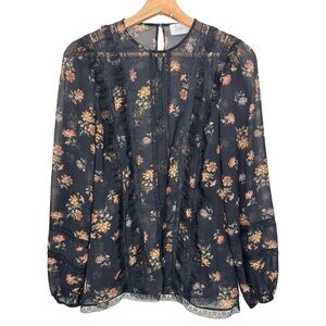 Zimmermann Sheer Floral Lace Blouse Black Printed Top Size XS / 0